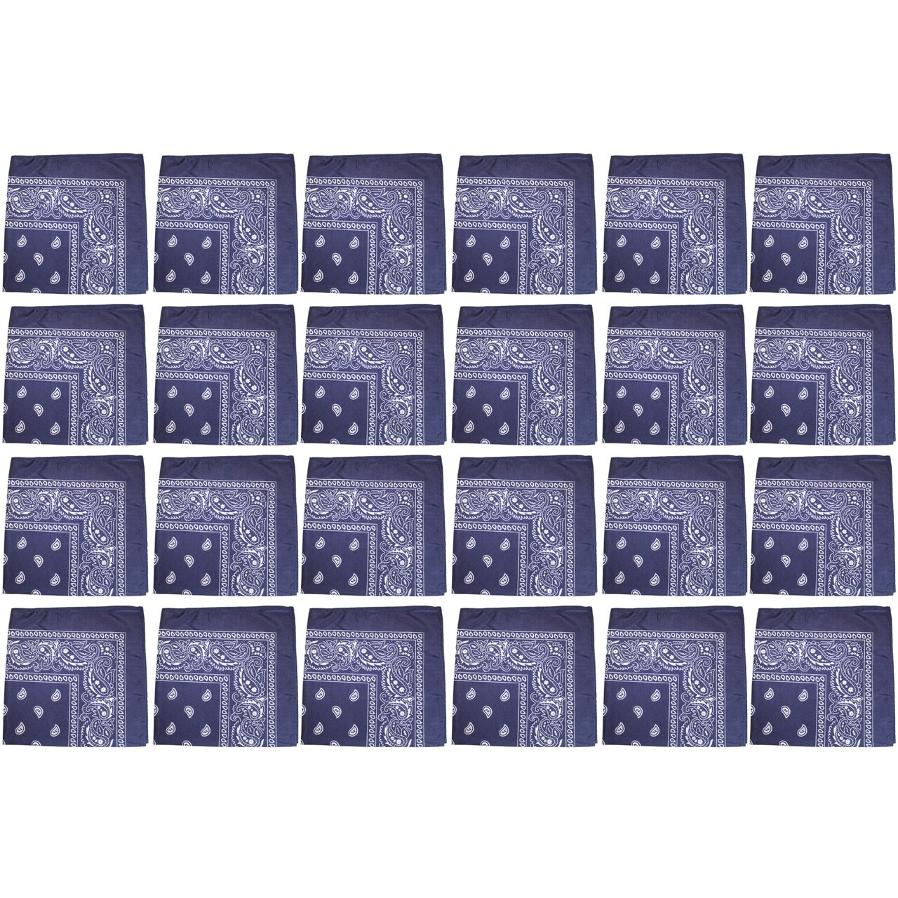 24 Pack Cotton Bandanas Paisley Design Bulk Set for Events, Crafts, Teams